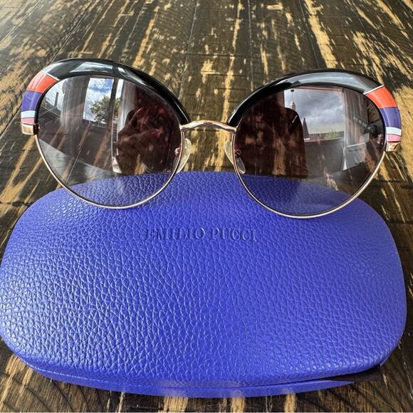 EMILIO PUCCI Round Color Block Sunglasses